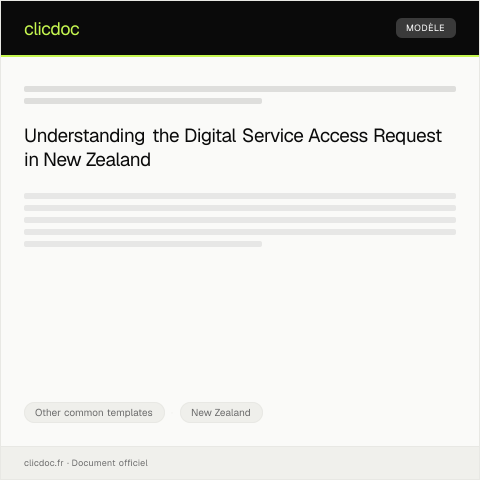 Document preview: Digital Service Access Request / Tono mō te Tirohanga ki ngā Ratonga Matihiko — Other common templates, New Zealand