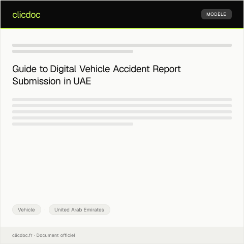 Document preview: Digital Submission for Vehicle Accident Report (تقديم تقرير حادث مركبة رقمياً) — Vehicle, United Arab Emirates