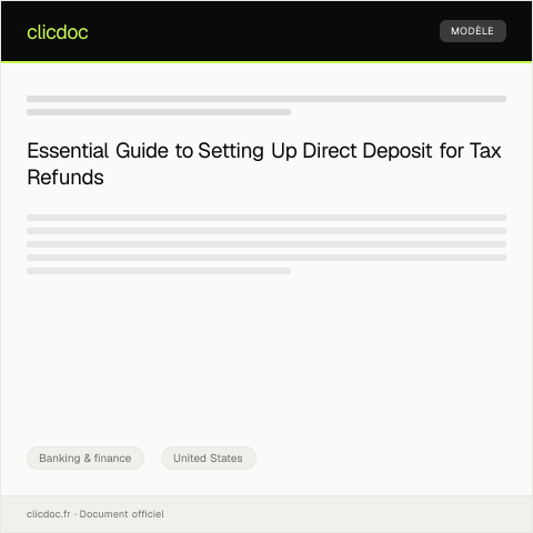 Document preview: Direct Deposit Setup for Refunds — Banking & finance, United States