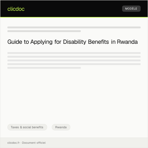Document preview: Application for Disability Benefit Registration from Rwandan Social Security Board — Taxes & social benefits, Rwanda