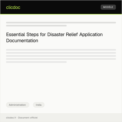 Document preview: Application for Disaster Relief Assistance Documentation — Administration, India