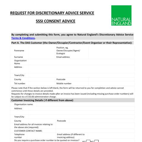 Document preview: Pay for discretionary SSSI consent advice — Natural England, United Kingdom