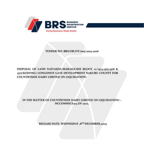Document preview: DISPOSAL OF NAIVASHA LAND BLOCK 10 TENDER DOCUMENT — Document, Kenya (CERFA n°DISPOSAL-OF-NAIVASHA-LAND-BLOCK-10-TENDER-DOCUMENT)
