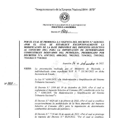 Vista previa del documento Decreto N° 7806-2022 — Isc, Paraguay
