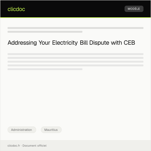Document preview: Dispute Regarding Electricity Bill from CEB - Incorrect Meter Reading — Administration, Mauritius