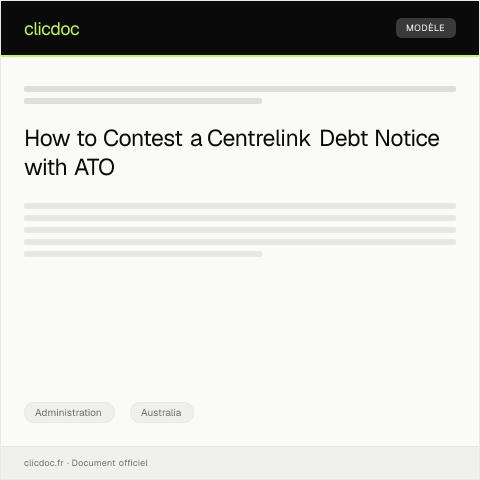 Document preview: Dispute Over Centrelink Debt Notice — Administration, Australia