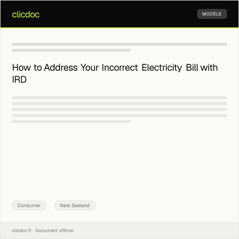 Document preview: Dispute Regarding Incorrect Electricity Bill — Consumer, New Zealand
