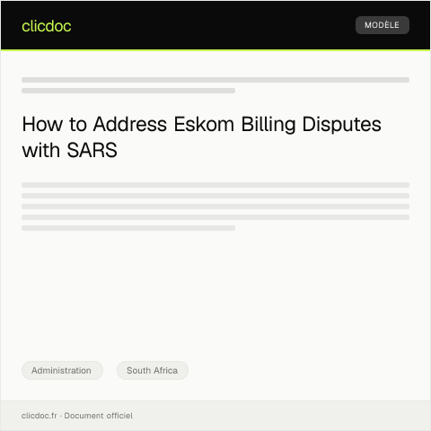 Document preview: Dispute Regarding Wrong Billing on Electricity Account with Eskom — Administration, South Africa