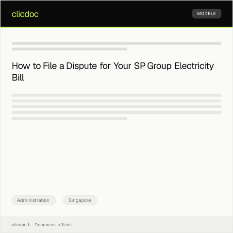 Document preview: Dispute Notification Regarding Incorrect Electricity Bill from SP Group — Administration, Singapore