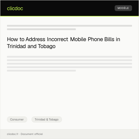 Document preview: Dispute complaint for incorrect mobile phone bill — Consumer, Trinidad & Tobago