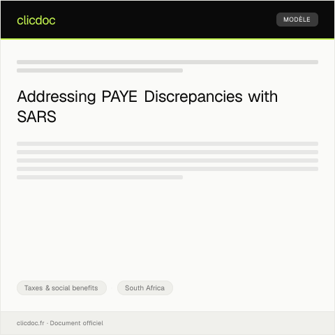 Document preview: Dispute Over Incorrect PAYE Deduction from Employer — Taxes & social benefits, South Africa