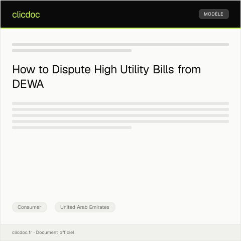 Document preview: Dispute Notification to Dubai Electricity and Water Authority Regarding Excessive Billing — Consumer, United Arab Emirates