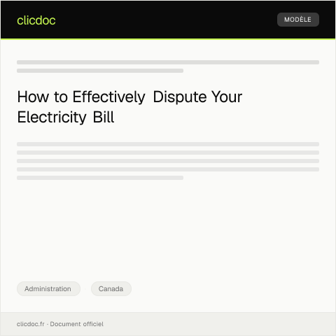 Document preview: Dispute of Electricity Bill / Contestation de la facture d'électricité — Administration, Canada