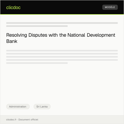 Document preview: Dispute Over Disbursed Funds with National Development Bank — Administration, Sri Lanka