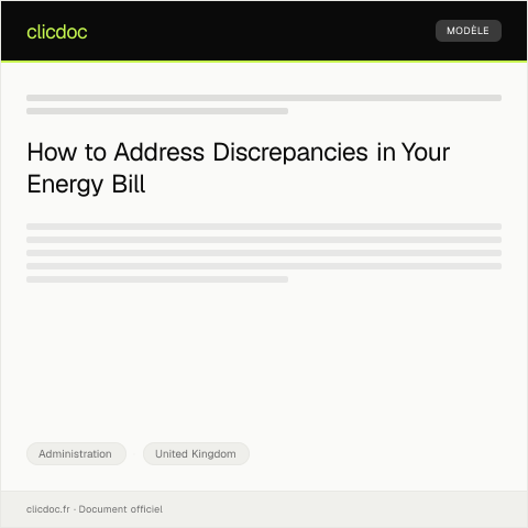 Document preview: Dispute Over Energy Bill Charges — Administration, United Kingdom