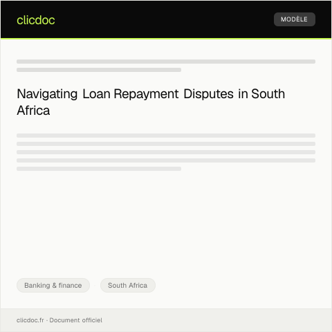 Document preview: Dispute Over Loan Repayment Terms with Financial Institution — Banking & finance, South Africa