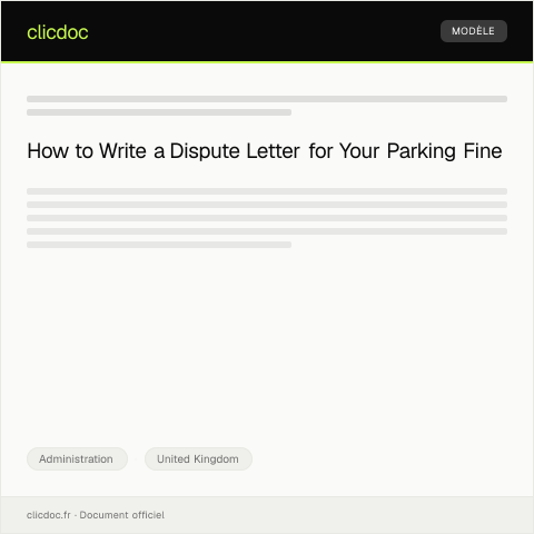 Document preview: Dispute Over Parking Fine — Administration, United Kingdom