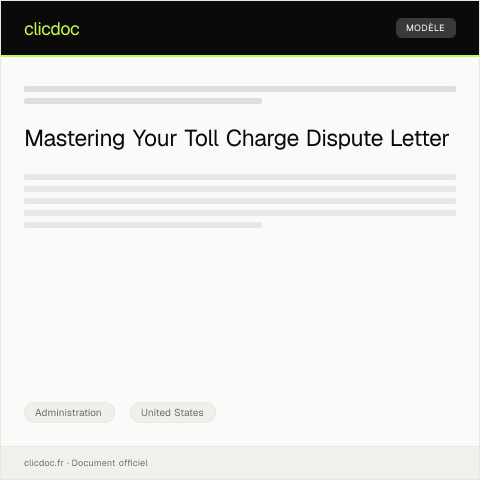 Document preview: Dispute over Toll Charges — Administration, United States
