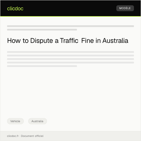 Document preview: Dispute Over Traffic Fine Issue — Vehicle, Australia