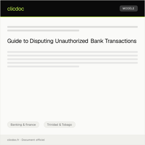 Document preview: Dispute over Unauthorized Bank Transaction — Banking & finance, Trinidad & Tobago