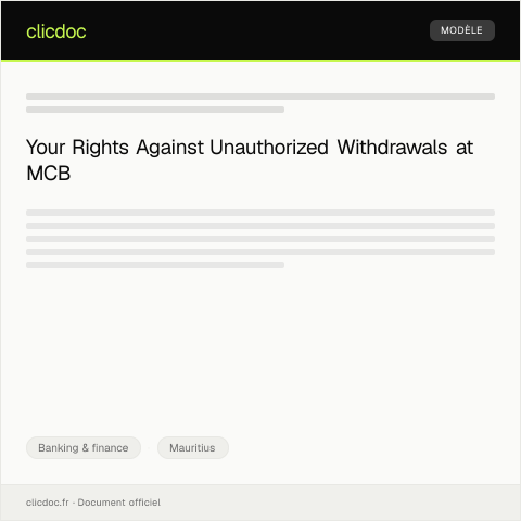 Document preview: Dispute Over Unauthorized Bank Withdrawal at Mauritius Commercial Bank — Banking & finance, Mauritius