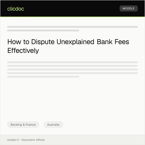 Document preview: Dispute Over Unexplained Bank Fees — Banking & finance, Australia