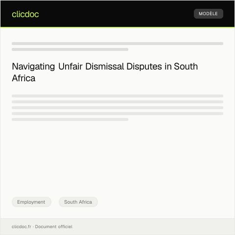 Document preview: Dispute Over Unfair Dismissal at Workplace — Employment, South Africa