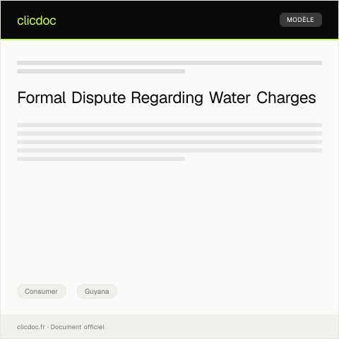 Document preview: Dispute Regarding Water Bill Charges from Guyana Water Incorporated — Consumer, Guyana