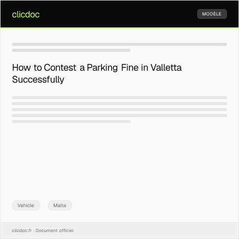 Document preview: Dispute Over Parking Fine Issued in Valletta — Vehicle, Malta