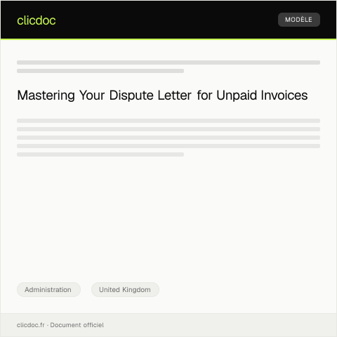 Document preview: Dispute Regarding Unpaid Invoices — Administration, United Kingdom