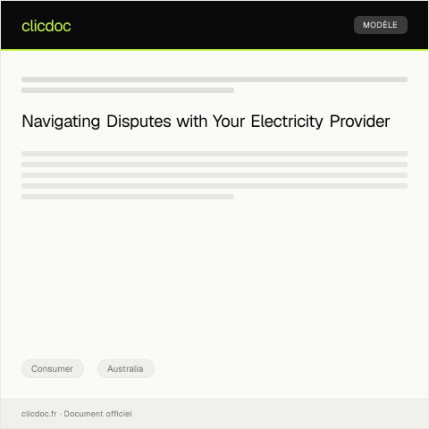 Document preview: Dispute Resolution with your Electricity Provider under AER Guidelines — Consumer, Australia