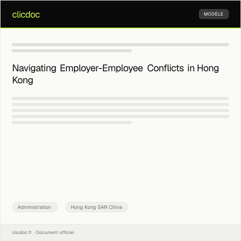 Document preview: Dispute Resolution Request for Employer-Employee Conflict — Administration, Hong Kong SAR China