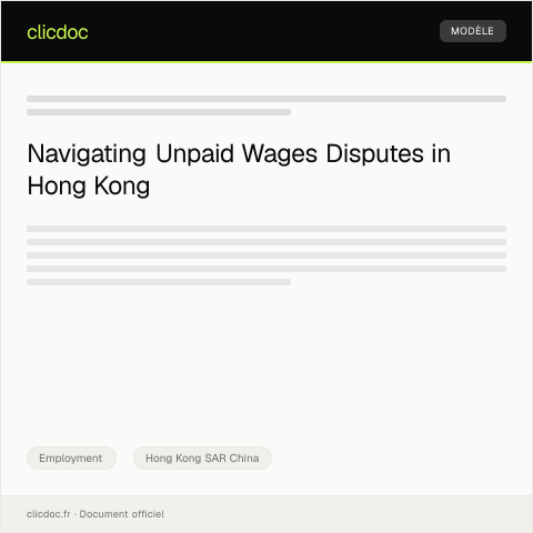 Document preview: Dispute Resolution Request for Unpaid Wages — Employment, Hong Kong SAR China