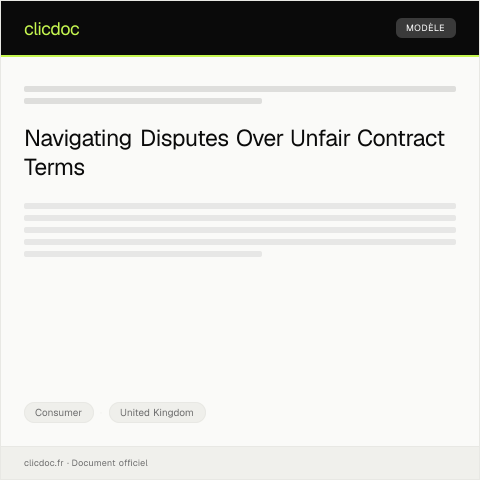 Document preview: Dispute Resolution for Unfair Terms in Contracts — Consumer, United Kingdom