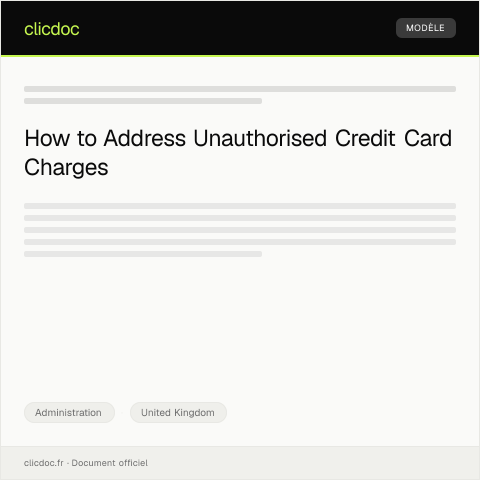 Document preview: Dispute Regarding Unauthorised Credit Card Charge — Administration, United Kingdom