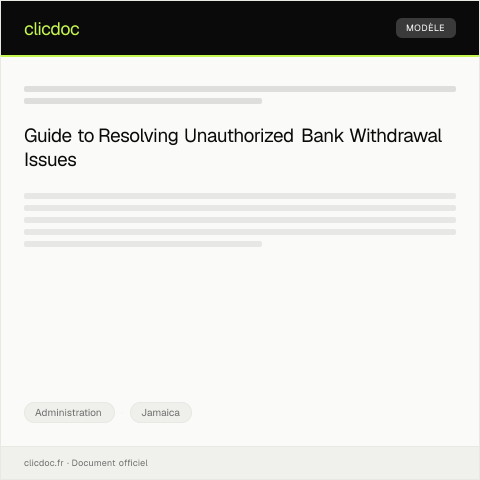 Document preview: Dispute over Unauthorized Bank Withdrawal to Financial Ombudsman — Administration, Jamaica
