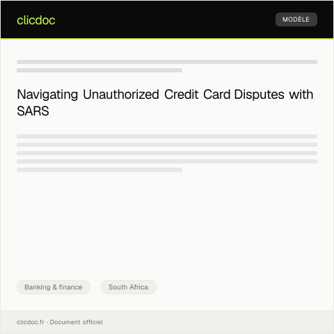 Document preview: Dispute Over Unauthorized Transaction on Credit Card — Banking & finance, South Africa