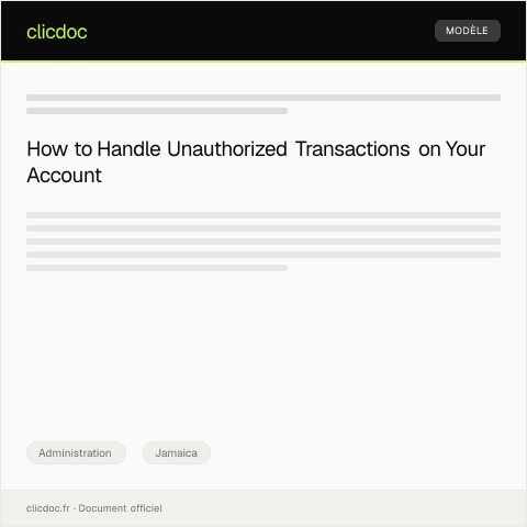 Document preview: Dispute Regarding Unauthorized Transaction on Account — Administration, Jamaica