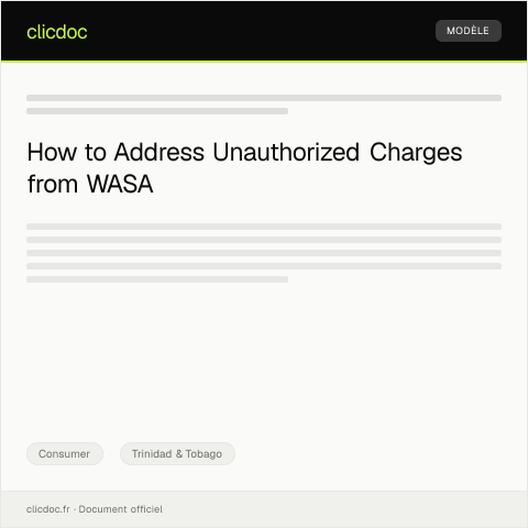 Document preview: Dispute Regarding Unauthorized Utility Charge from WASA — Consumer, Trinidad & Tobago