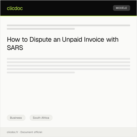 Document preview: Dispute Regarding Unpaid Invoice from Supplier — Business, South Africa