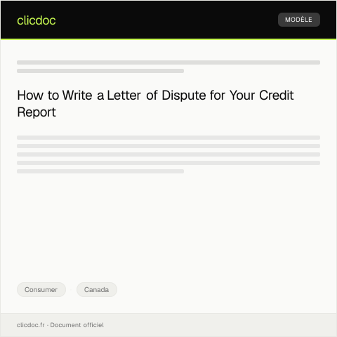 Document preview: Letter of Dispute for Credit Report — Consumer, Canada