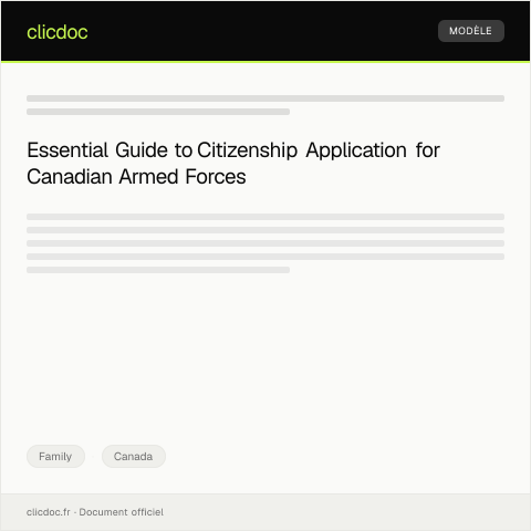 Document preview: Document Checklist: Application for Canadian Citizenship – Canadian Armed Forces under Subsection 5(1.2) or 5(1.3) — Family, Canada