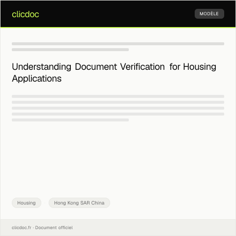 Document preview: Document Verification for Housing申請資料核實 — Housing, Hong Kong SAR China