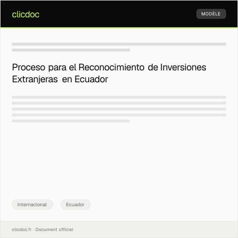 Vista previa del documento Documentación para reconocimiento de inversiones extranjeras — Internacional, Ecuador
