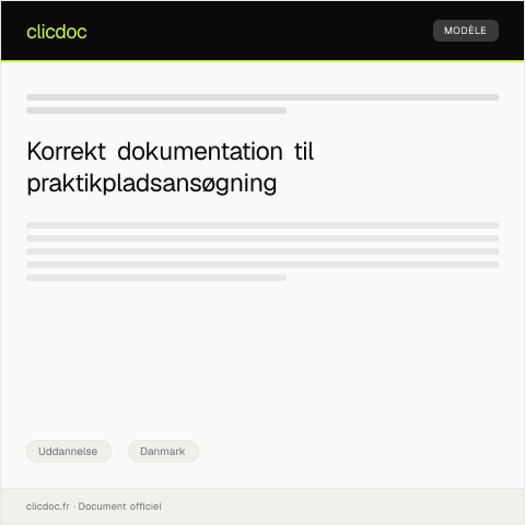 Document preview: Dokumentation for studieprojekt til praktikplads — Uddannelse, Danmark