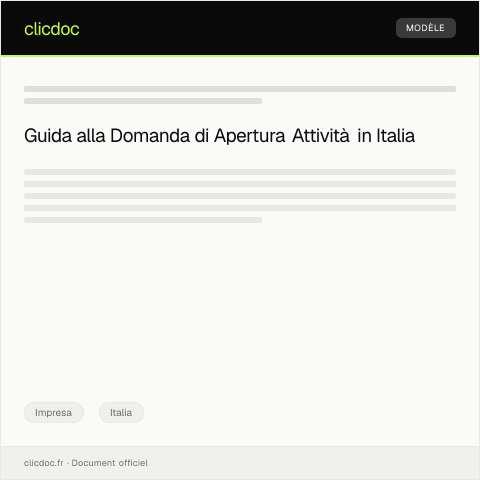 Anteprima documento Domanda di apertura attività presso lo Sportello Unico per le Attività Produttive — Impresa, Italia