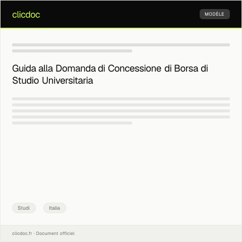 Anteprima documento Domanda di Concessione di Borsa di Studio Universitaria — Studi, Italia