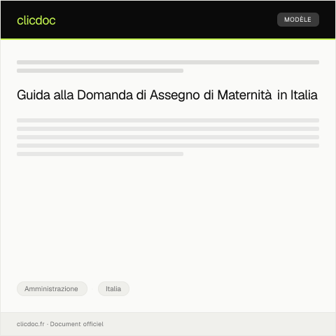 Anteprima documento Domanda di assegno di maternità — Amministrazione, Italia