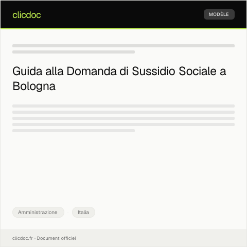 Anteprima documento Domanda di sussidio sociale presso il Comune di Bologna — Amministrazione, Italia