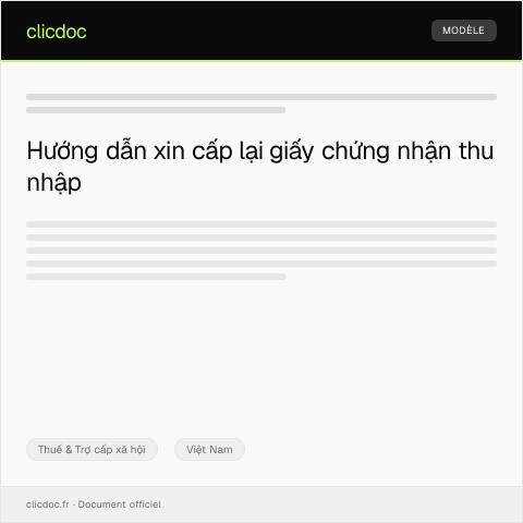 Document preview: Đơn đề nghị cấp lại giấy chứng nhận thu nhập — Thuế & Trợ cấp xã hội, Việt Nam